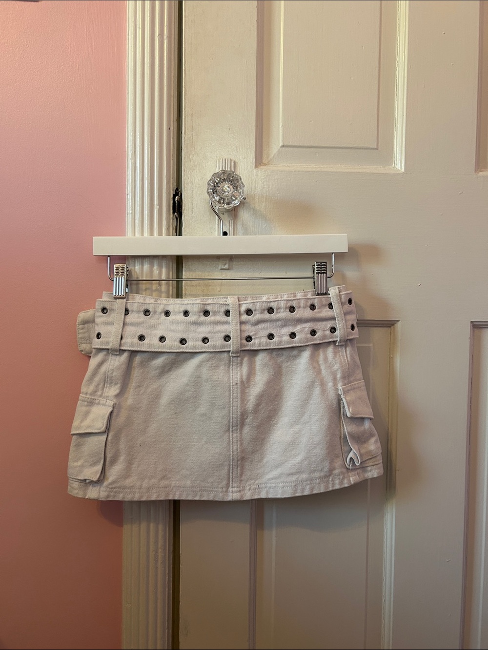 Princess Polly White Mini Skirt with Studded Belt - Picture 2 of 2